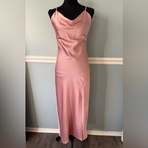 Elegant Pink Satin Dress M